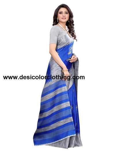 Royal Blue Coloured Khadi Silk Printed Casual saree