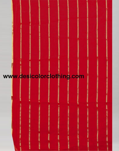 Red Plain Chiffon Saree