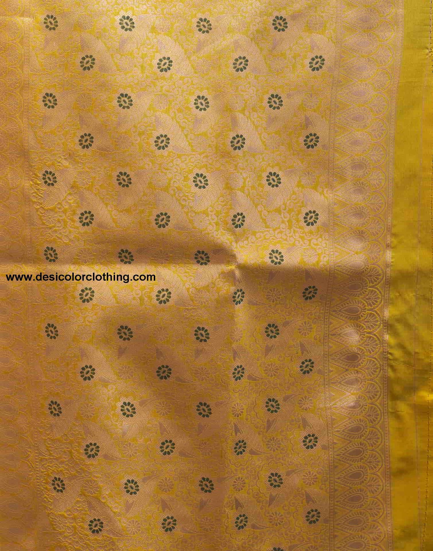 Yellow Banarasi Silk Woven Saree