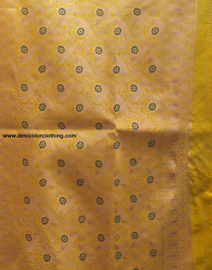 Yellow Banarasi Silk Woven Saree