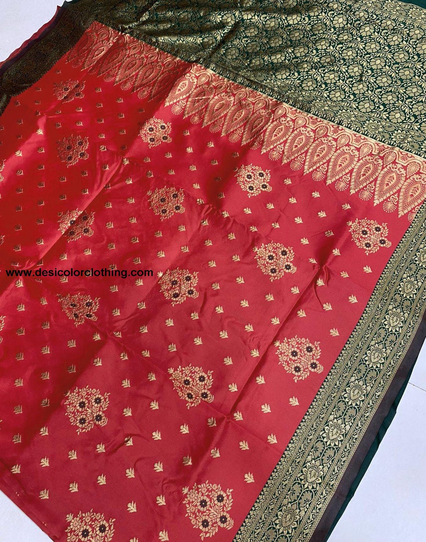Red Jacquard Silk Saree