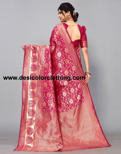Dark Pink Banarasi Silk Saree