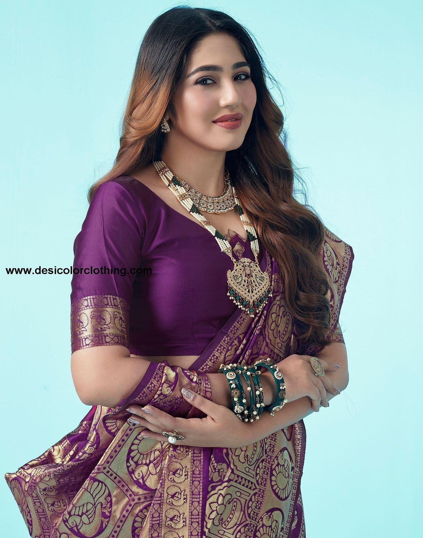 Dark Purple Jacquard Silk Saree