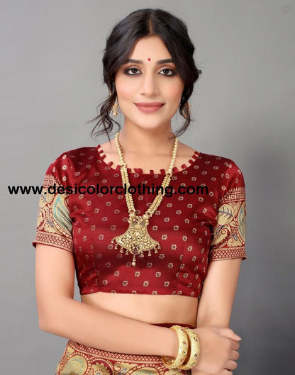 Peacock Blue Printed Silk Saree