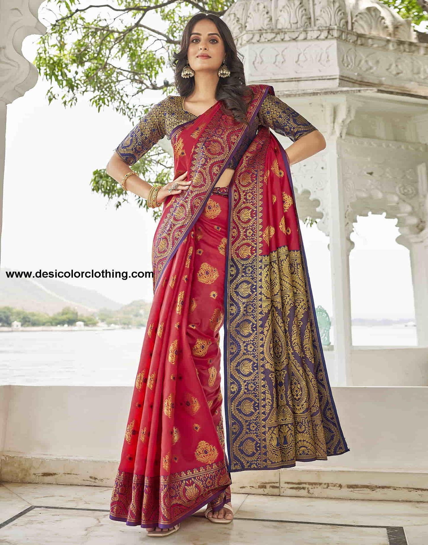 Red Silk Woven Banarasi Saree