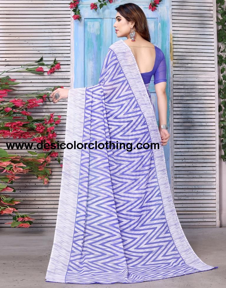 Violet Georgette Printed Saree
