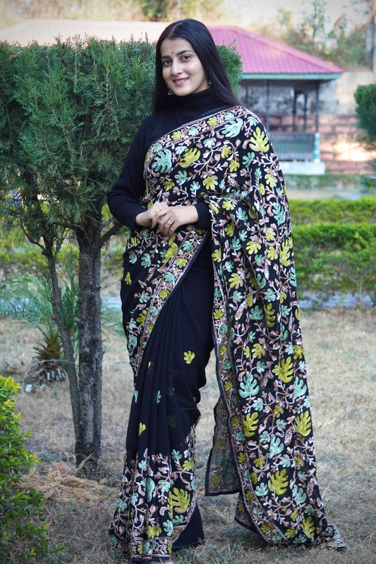 Product Image - Elegant Designer Georgette Saree with Kashmiri Work | Festive Wear