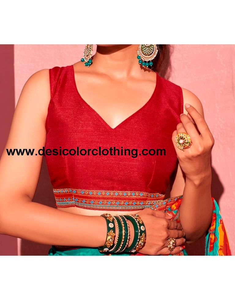 Teal Blue Chiffon Printed Saree