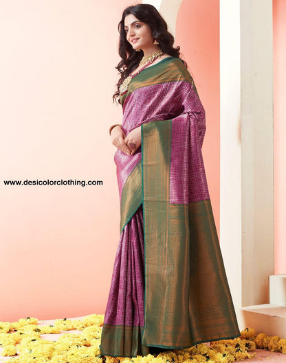 Dark Green Jacquard Silk Saree