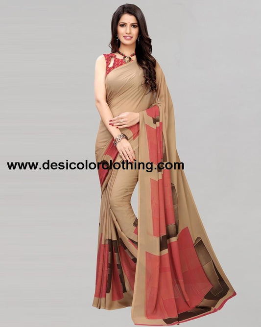 Beige Printed Saree | 1182S117