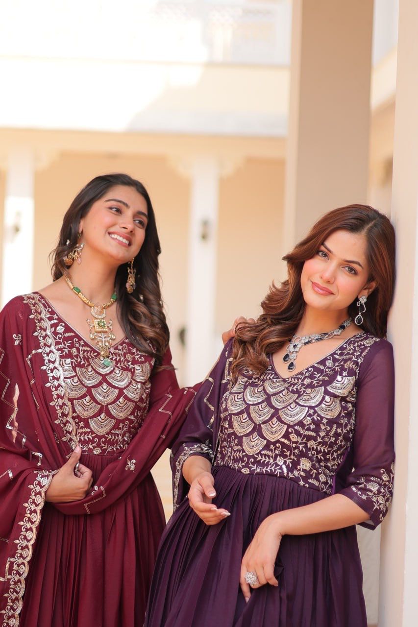 Product Image - Designer Georgette Festive Gown with Dupatta