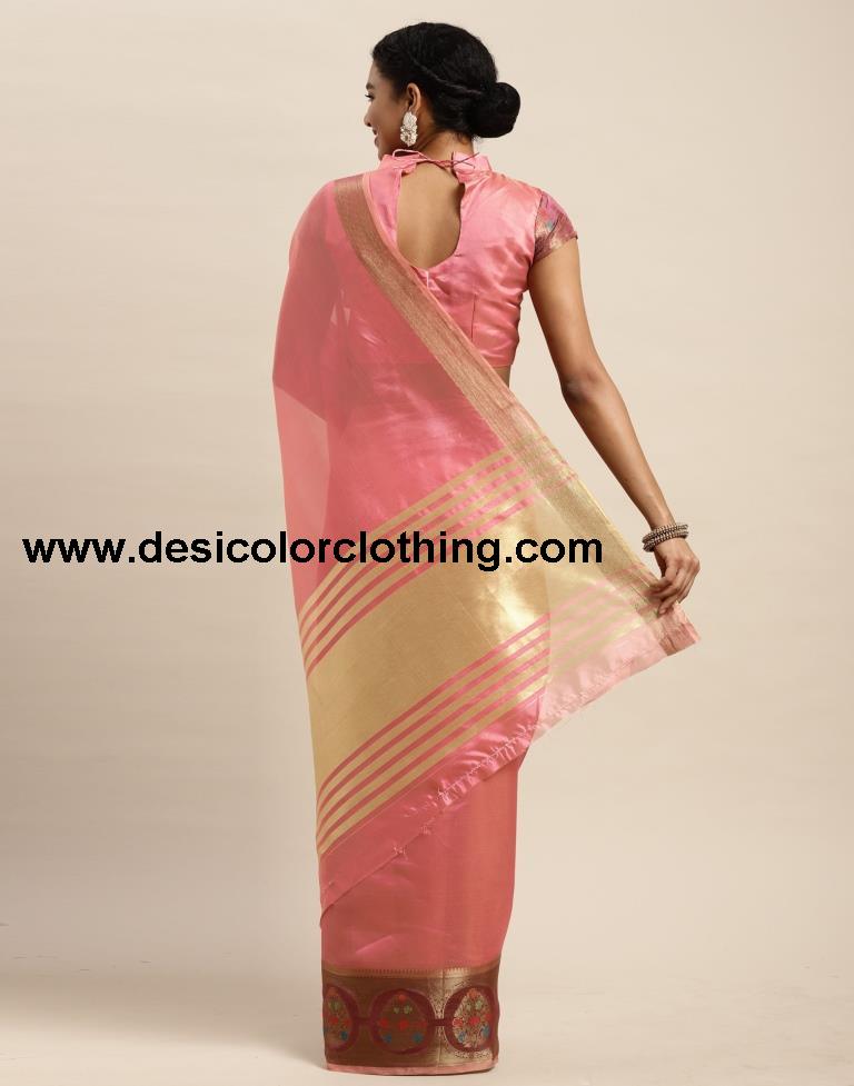 Rose Pink Organza Saree