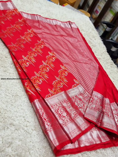 Kanchipuram Meenakari Pattern Bridal Blended High Quality Budget Silk Sarees