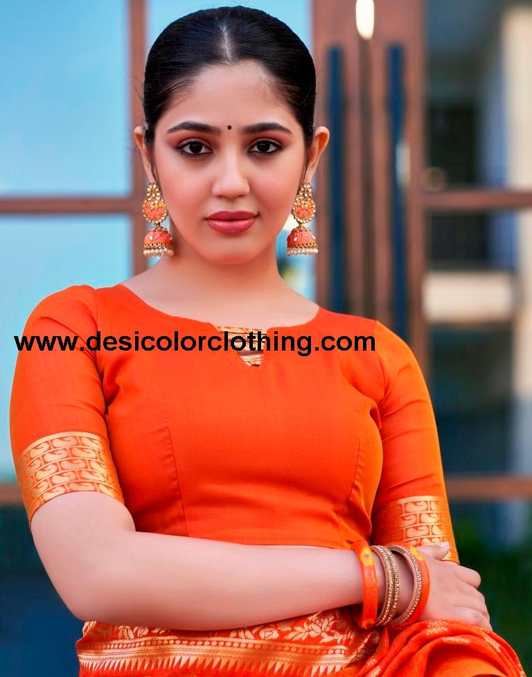 Orange Silk Weaving Saree