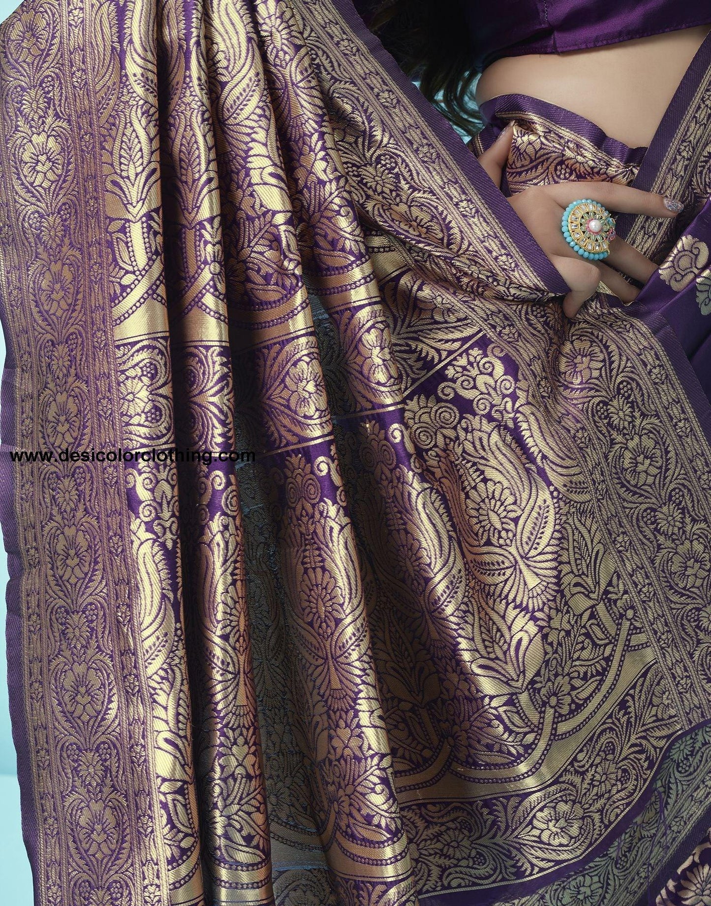 Purple Jacquard Silk Saree