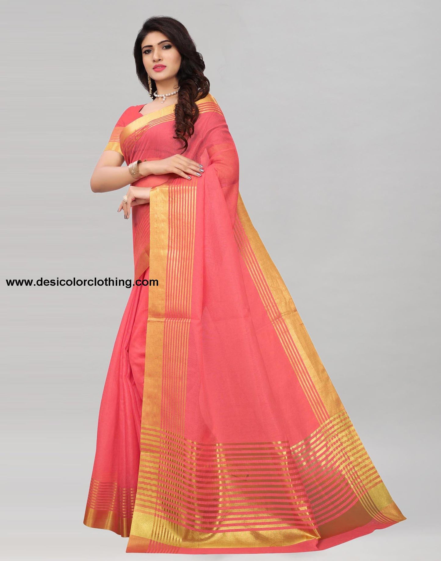 Peach Cotton Silk Saree | 807S2