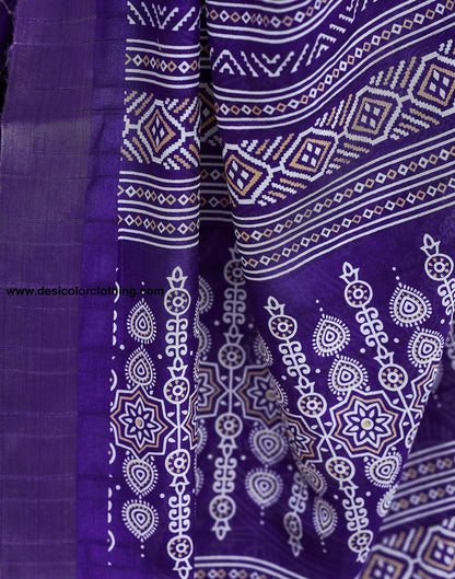 Violet Silk Printed Saree