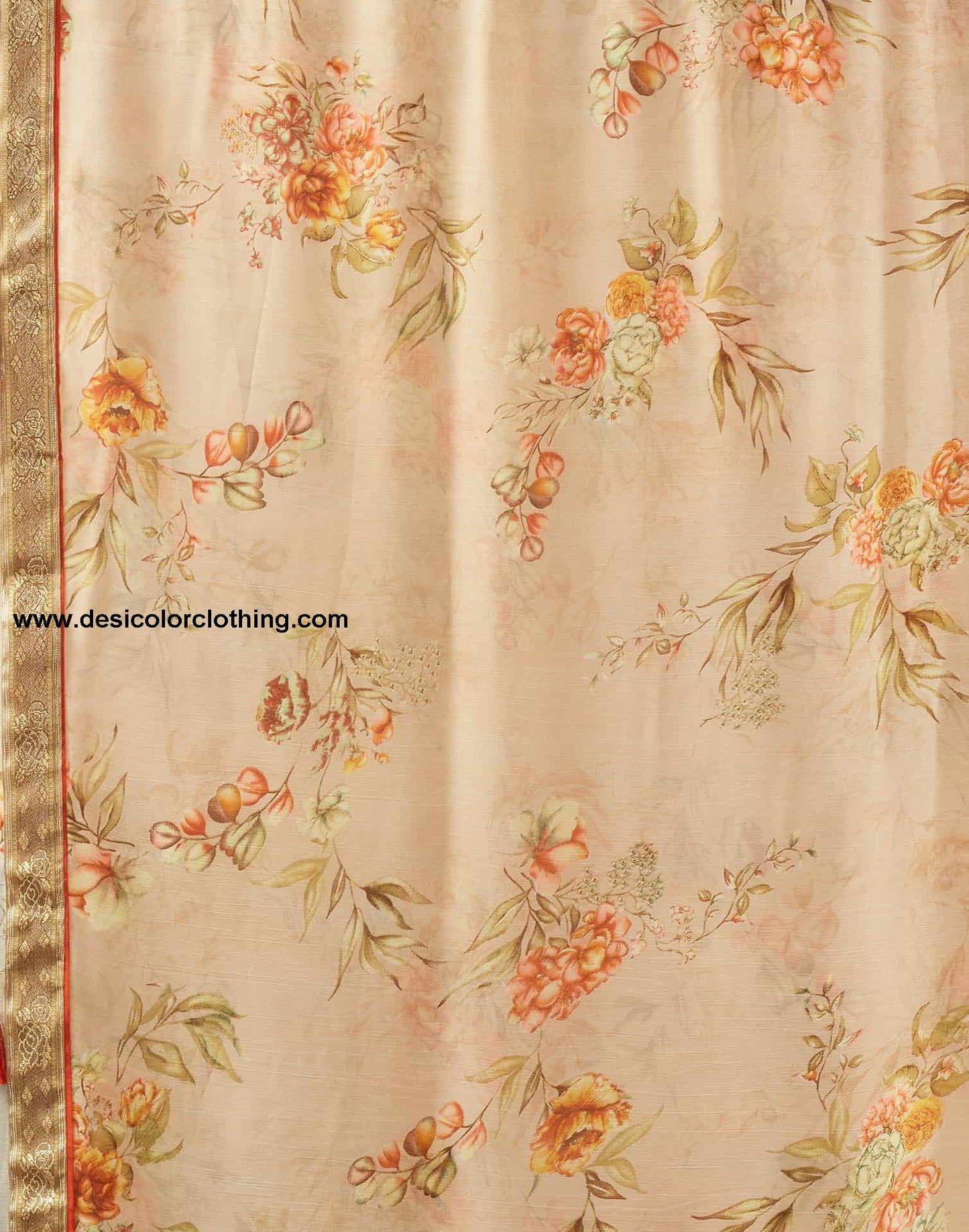 Beige Printed Chiffon Saree
