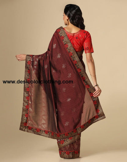 Dark Brown Silk Saree