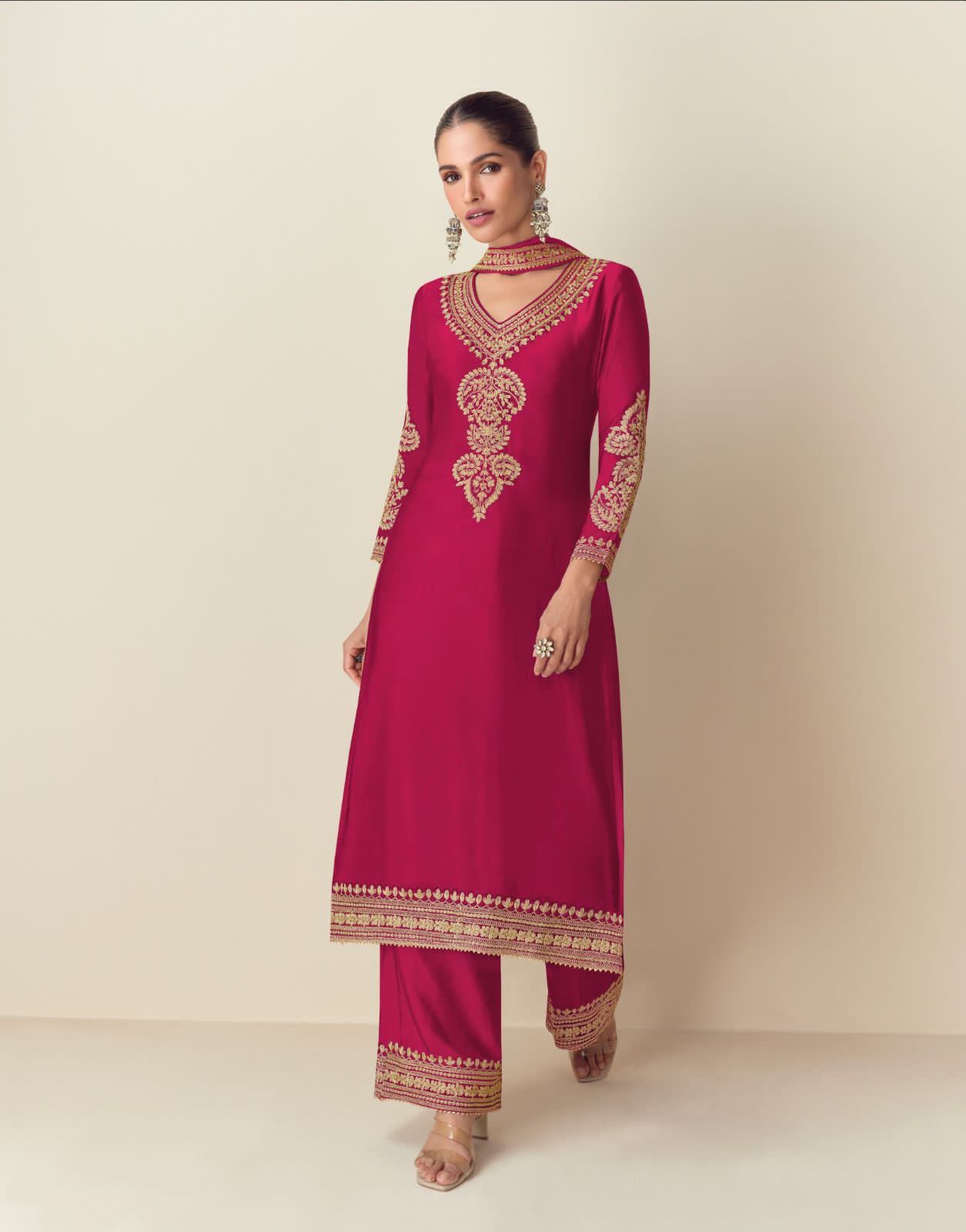 Product Image - Roma Designer Saree - Premium Chinon Silk Ethnic Wear for Festive Occasions