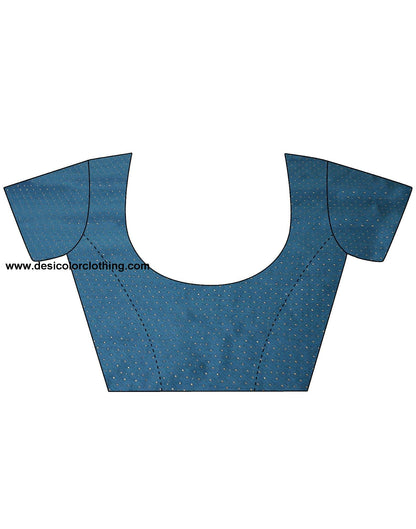 Dark Teal Blue Plain Silk Saree