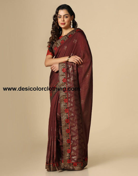 Dark Brown Silk Saree