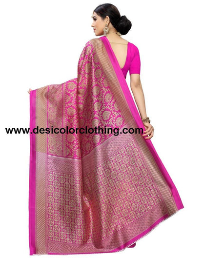 Pink Coloured Poly Silk Printed Saree