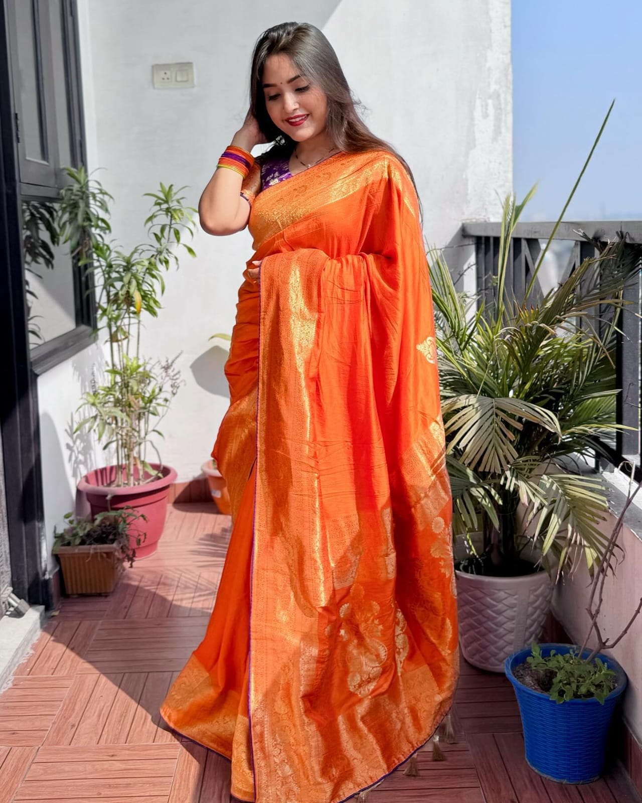 Product Image - Elegant Designer Banarasi Dola Silk Saree for Weddings & Festivals