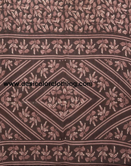 Brown Chiffon Printed Saree