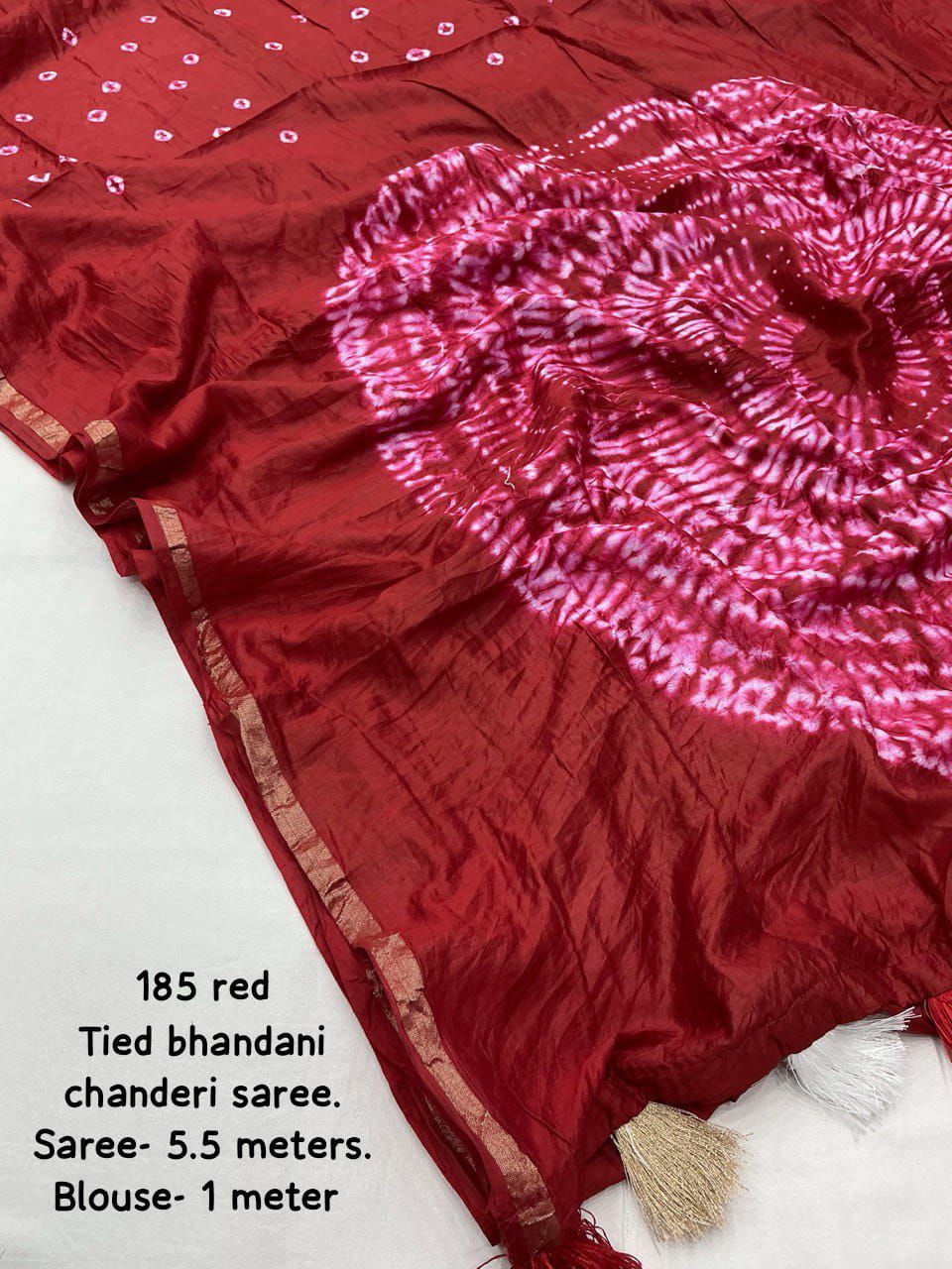 Product Image - Exquisite Pure Chanderi Hand Tie-Dye Bandhani Saree