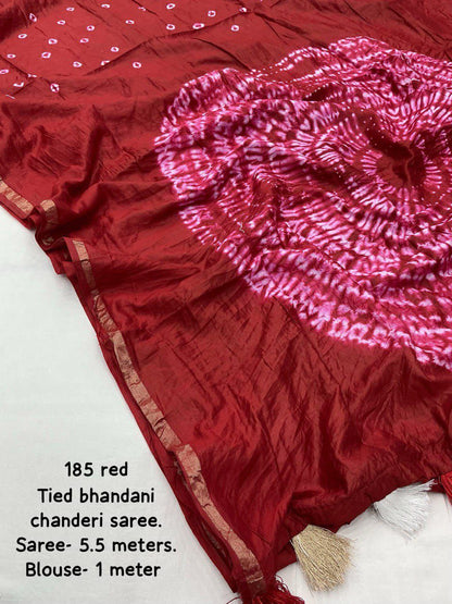 Product Image - Exquisite Pure Chanderi Hand Tie-Dye Bandhani Saree