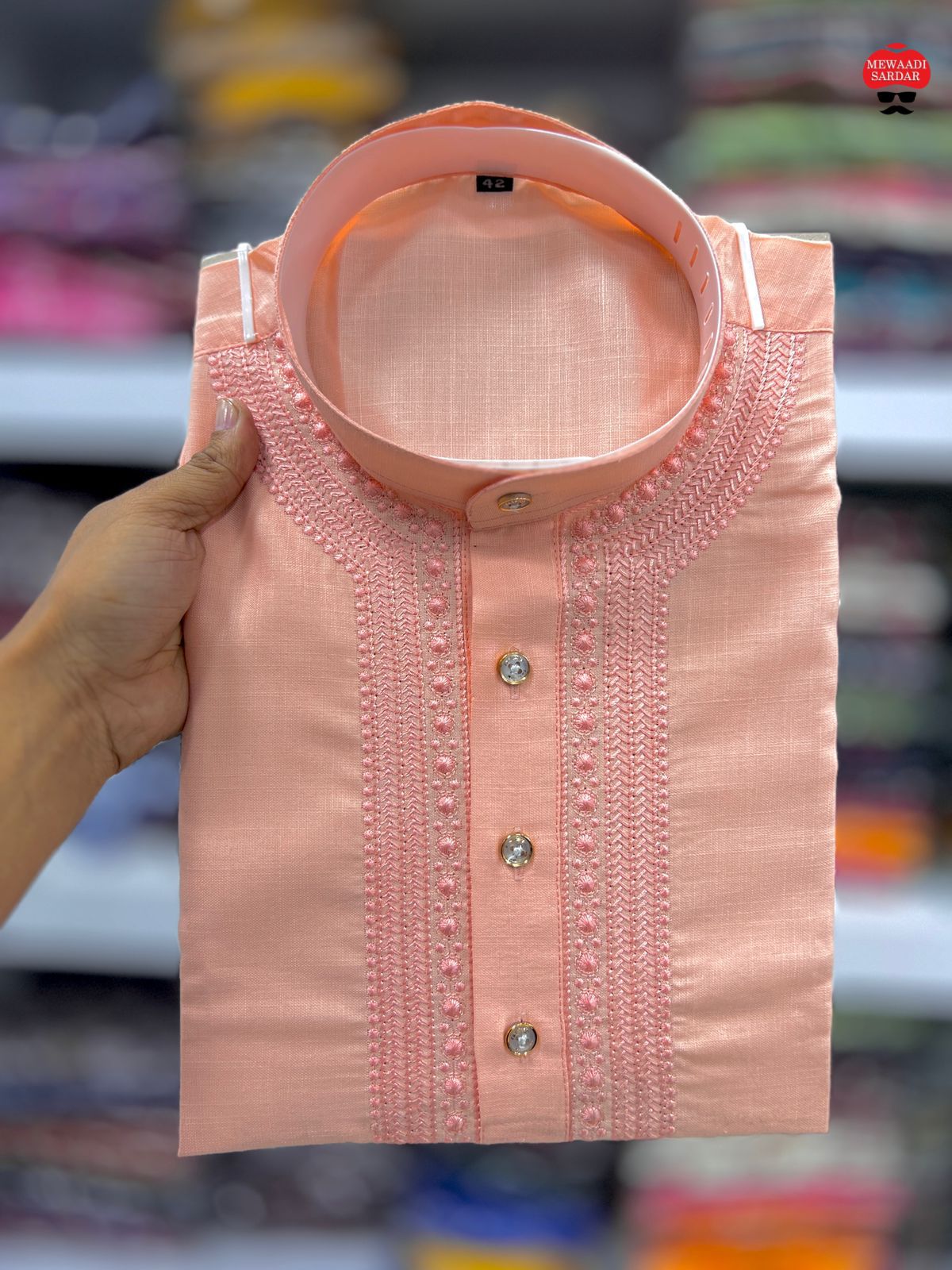 Product Image - Royal Kurta + Pyjama Set with Heavy Embroidery - Cotton Ethnic Wear
