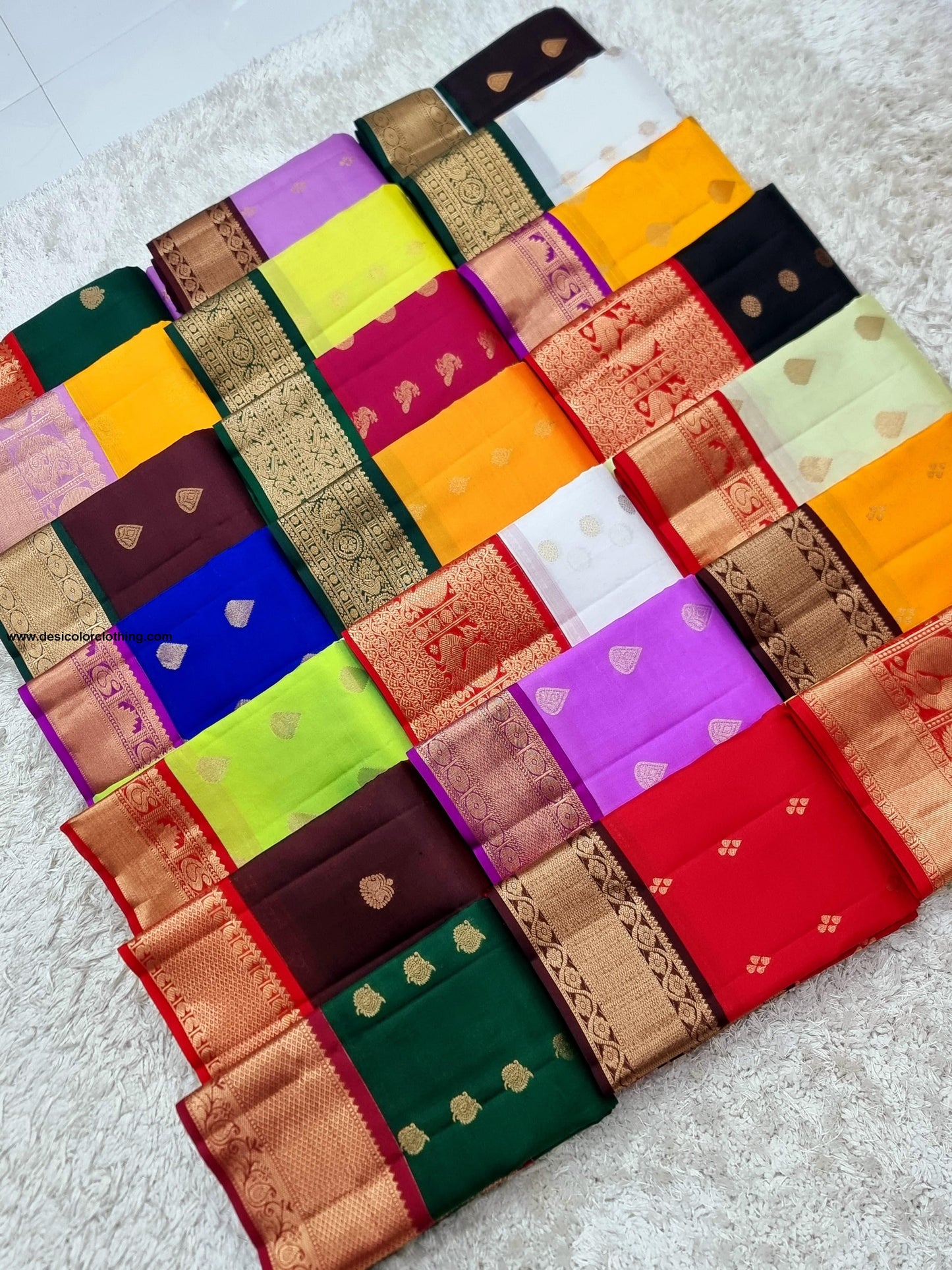 Kanchipuram 100% Pure Korvai Pattern Gold Zari Silk Saree