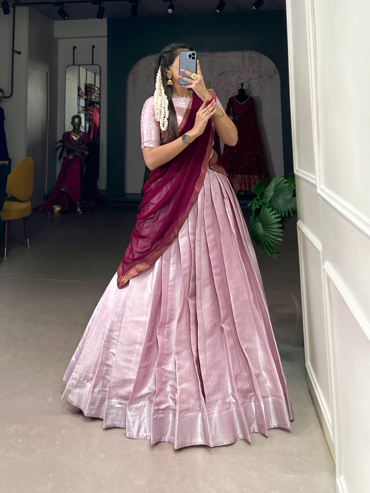 Product Image - Exquisite Jacquard Silk Lehenga Choli with Georgette Dupatta - Perfect for Wedding & Festive Wear