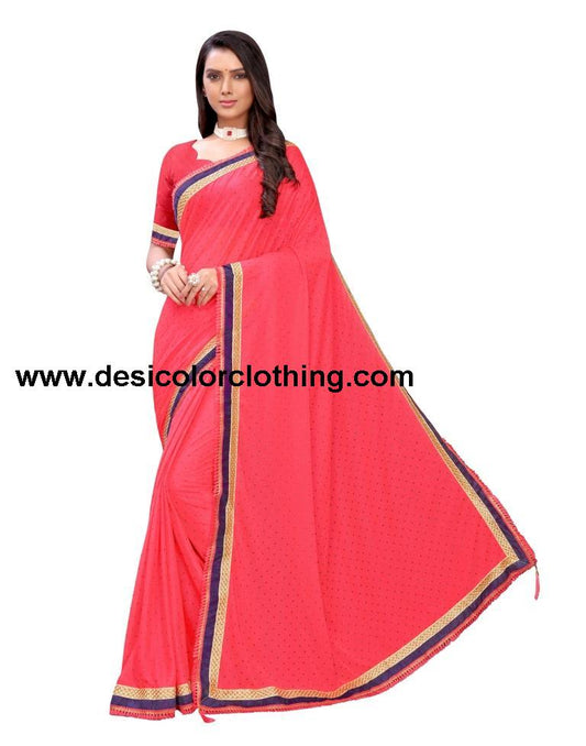 Pink Coloured Lycra Foil Printed Casual saree
