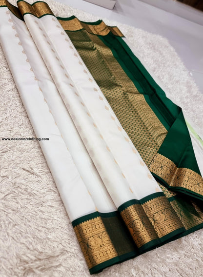 Kanchipuram 100% Pure Korvai Pattern Gold Zari Silk Saree