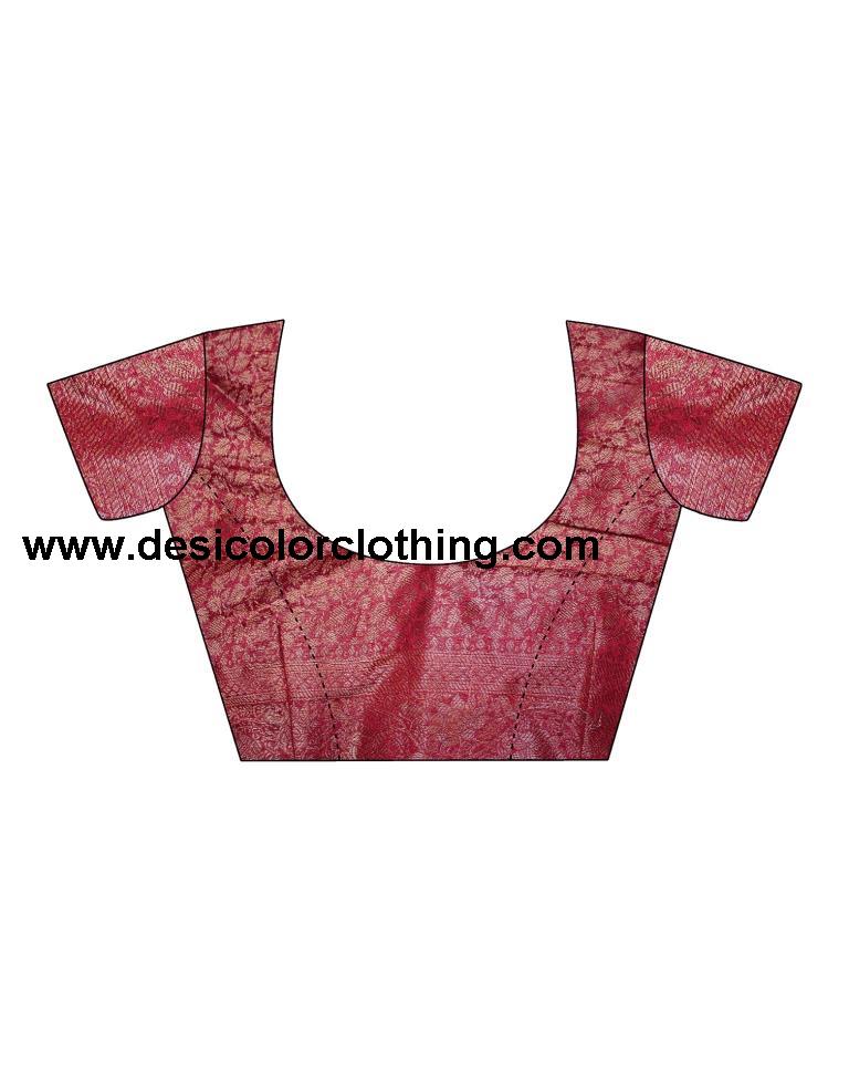 Red Organza Plain Saree