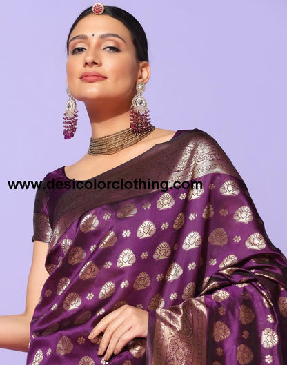Purple Weaving Silk Saree