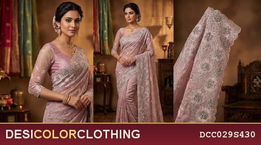Product Image - Designer heavy work saree for wedding or festival wear - 3