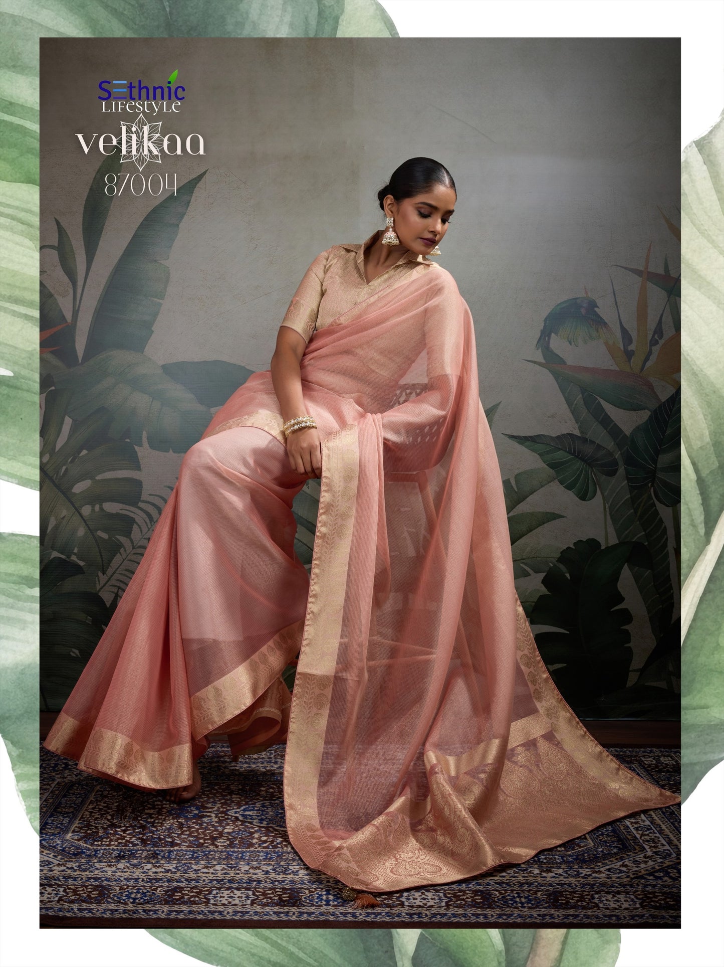 Product Image - Designer Tissue Silk Saree with Woven Patta & Pallu