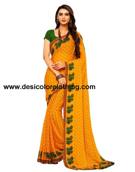 Yellow Coloured Chiffon Printed Casual saree