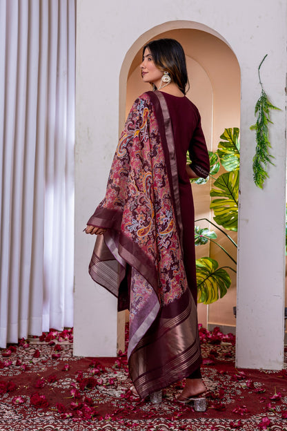 Product Image - Designer Straight Kurti Pant Dupatta Set - Festive Attire