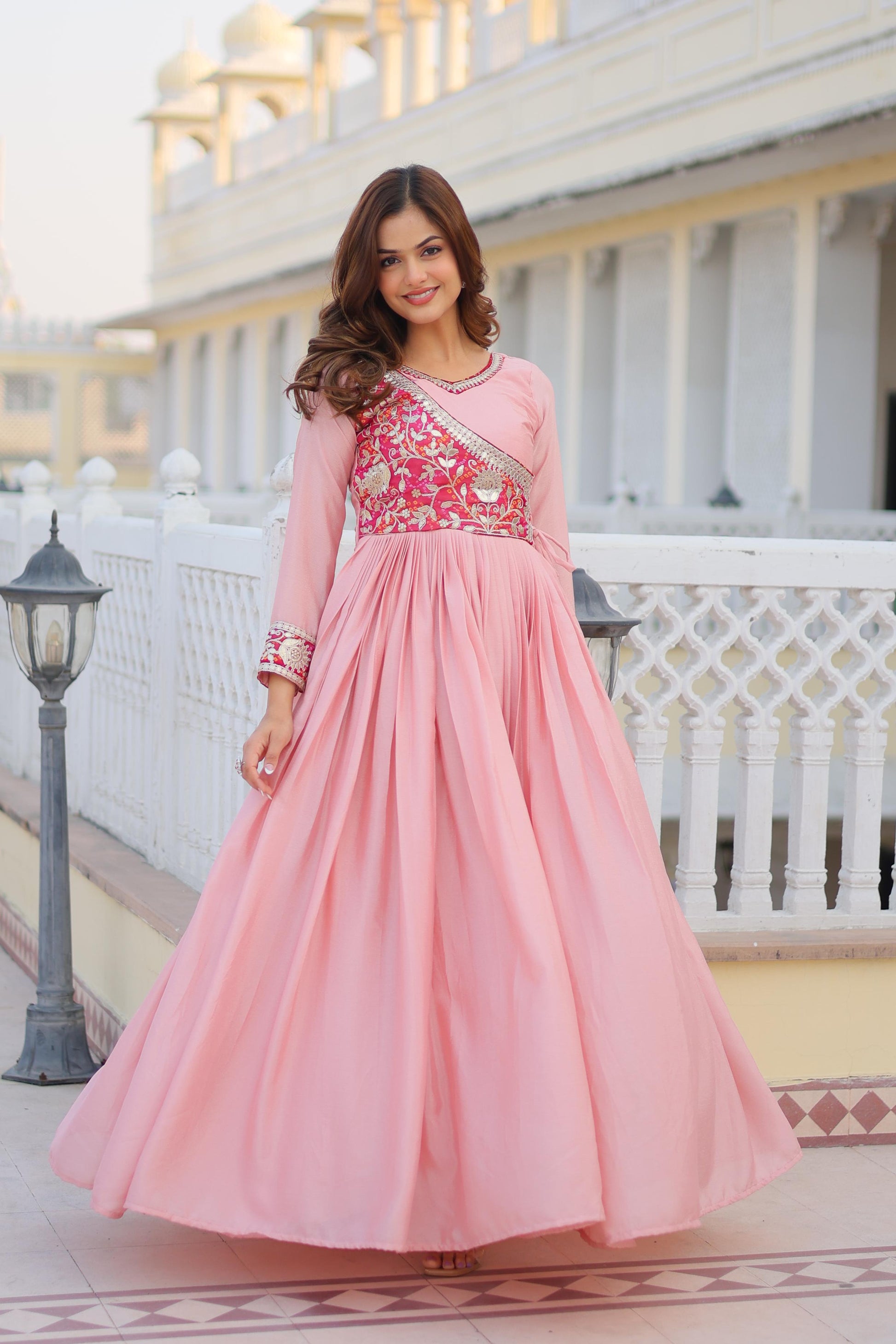 Product Image - Designer Bandhej Long Gown with Jacket | Festive & Wedding Saree Outfit