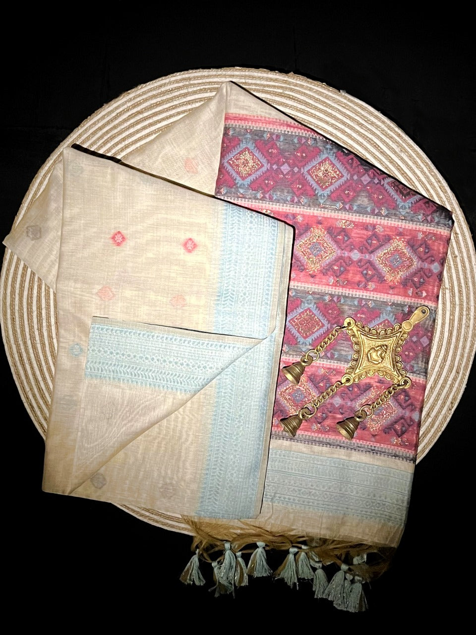 Product Image - Designer Muga Silk Saree with Contrast Weaving Border – Festive Wear