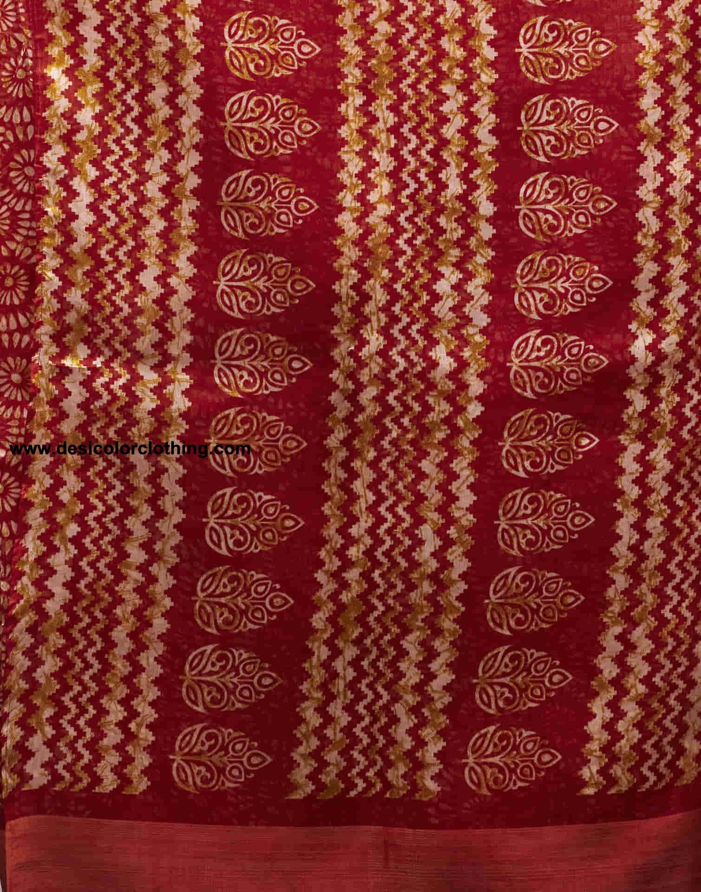 Red Cotton Printed Saree