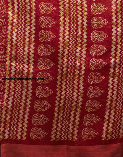 Red Cotton Printed Saree