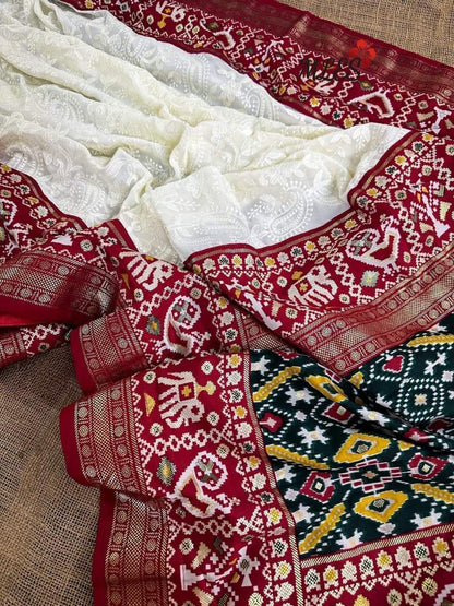 premium Georgette chikankari lucknowi embroidered saree👗