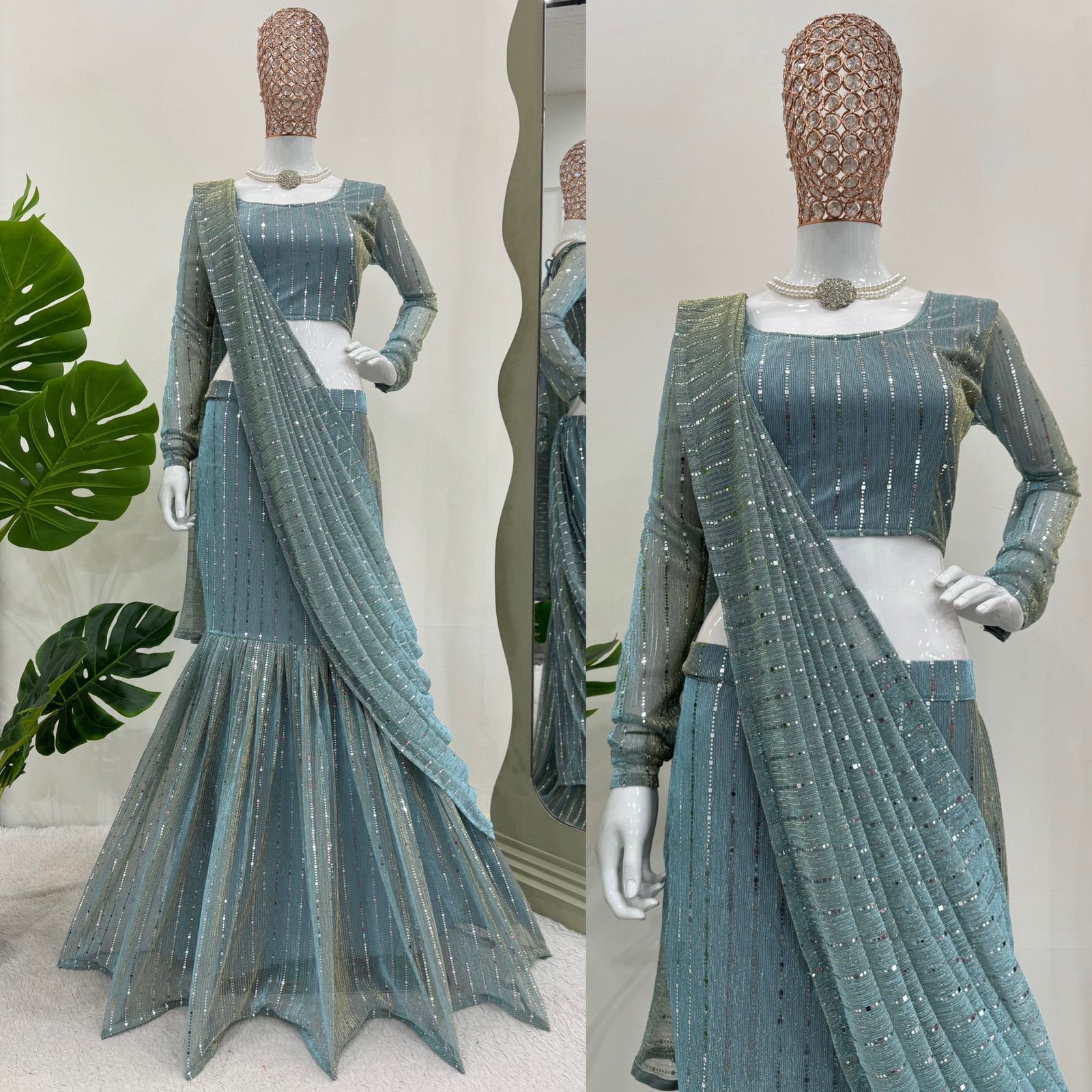 Product Image - Elegant Reday to Wear Lehengha Saree - Designer Georgette Ethnic Wear
