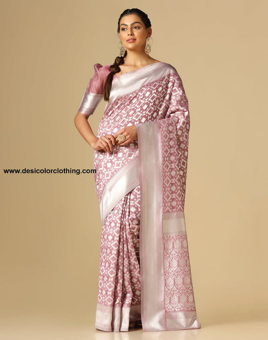 Pink Banarasi Cotton Saree