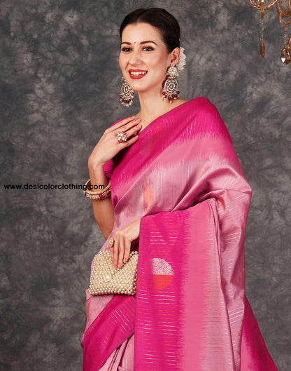 Pink Banarasi Silk Woven Saree